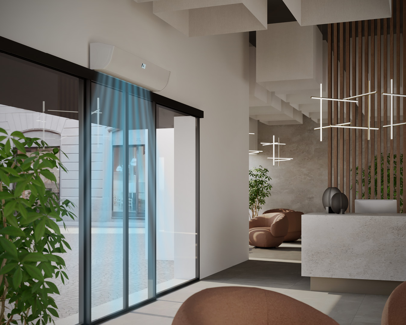 ingresso albergo con barriera e flusso