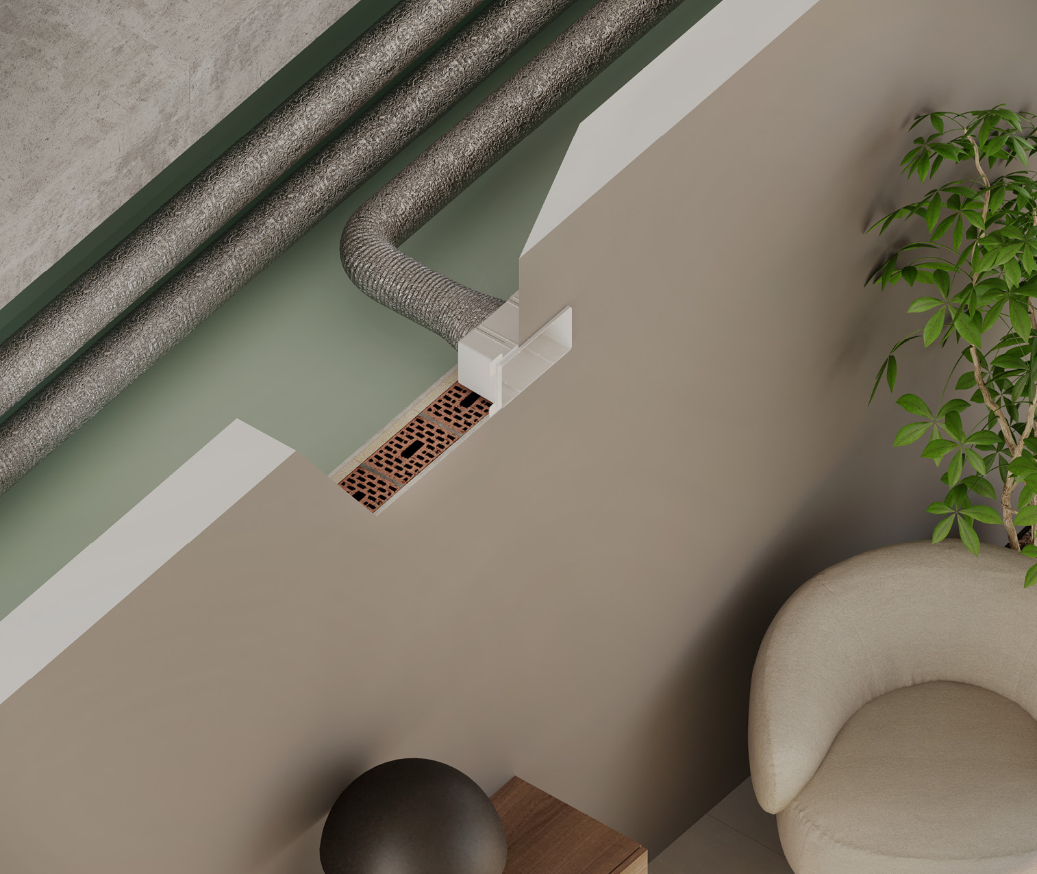 impianto per la diffusione dell'aria ambientato render