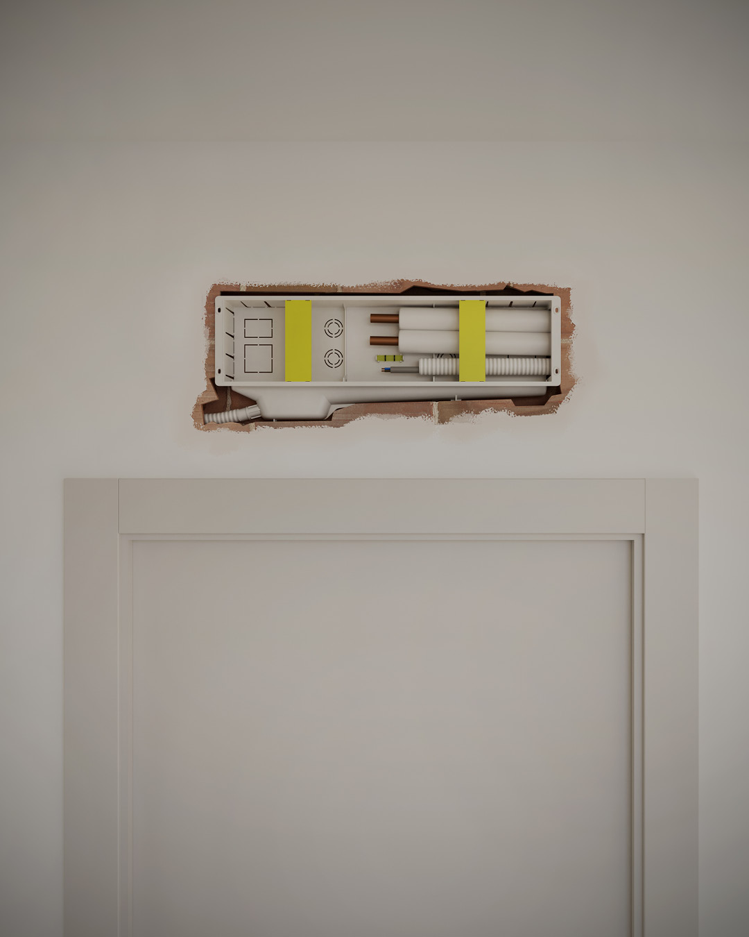 installazione sul muro predisposizione per il condizionamento