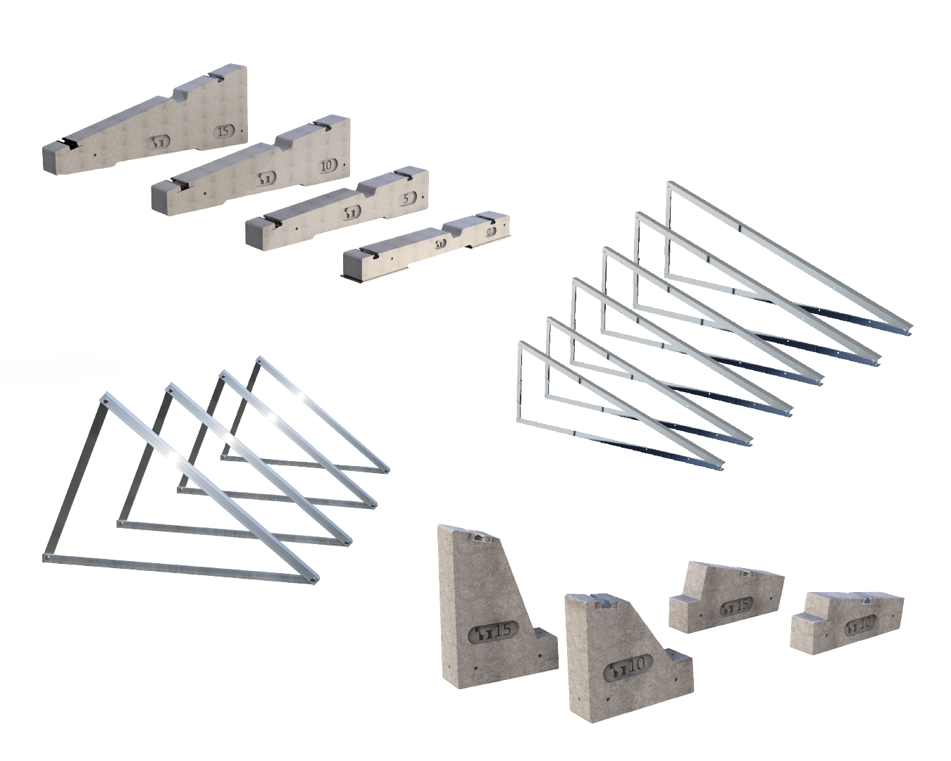 zavorre e triangoli per installazione pannelli fotovoltaici
