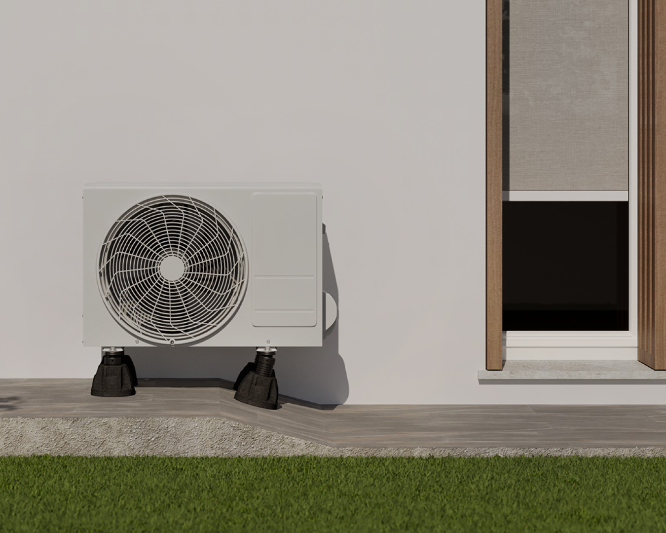installazione pompa di calore esterna su antivibranti a pavimento