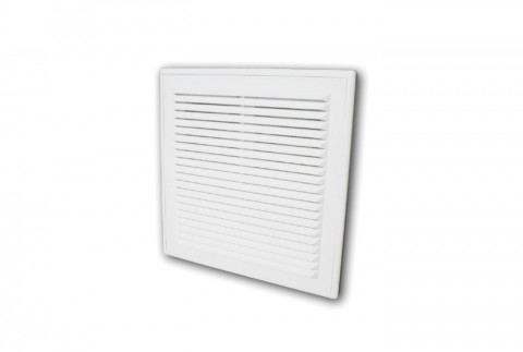 G.R.V.I. wall-mounted rectangular grille with adjustable flush-mounted diameter in white ABS