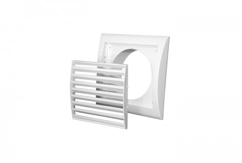  Removable rectangular grille with round flange in white ABS
