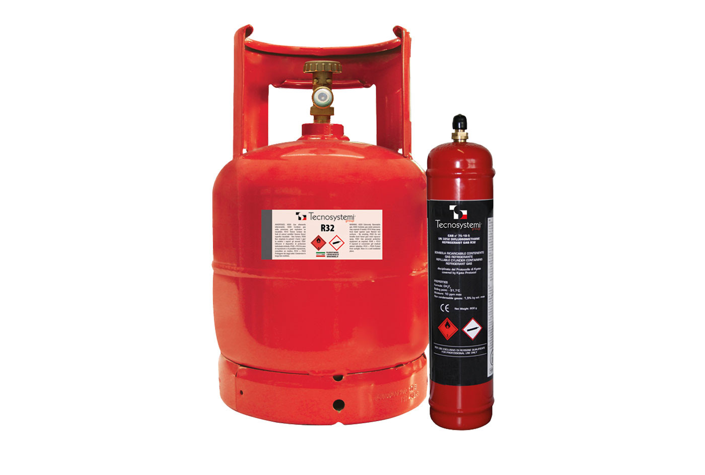 Bombola gas refrigerante R32 da 1 a 12,5 lt (780 gr / 9 kg