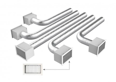  KIT RAPID di completamento per PROAIR PACK 5 zone con attacchi Ø 150 e bocchette ad alette regolabili