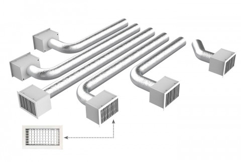  KIT RAPID als Ergänzung für PROAIR PACK 6 Zonen mit Anschlüssen Ø 150 und einstellbaren Lamellenlüftern