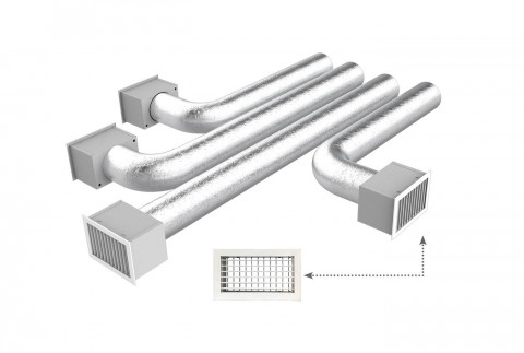  KIT RAPID pour compléter PROAIR PACK 4 zones avec fixations Ø 200 et grilles à ailettes réglables