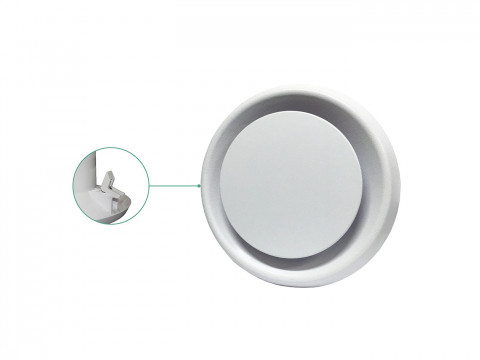  Diffusore circolare a singolo cono regolabile in plastica ABS bianca a fissaggio rapido con collarino integrato