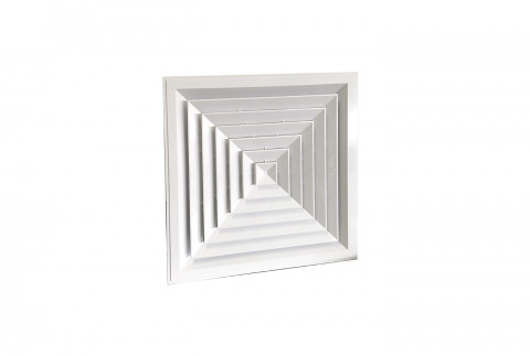  4-way square diffuser in white ABS plastic