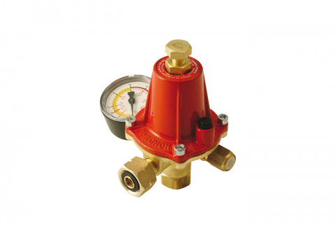  High pressure regulator 40 kg/h brass body with variable calibration with pressure gauge and safety valve