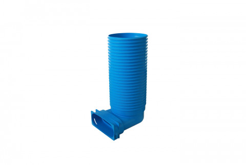  90° connection for oval flexible hose and grid