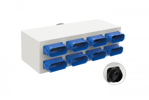  Boîte en tôle isolée pour tuyau canalisé flexible 4 - 6 - 8 - 10 - 12 sorties ovales 120 x 35