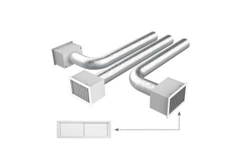  KIT RAPID pour compléter PROAIR PACK 3 zones avec fixations Ø 150 et grilles à ailettes inclinées à 15°