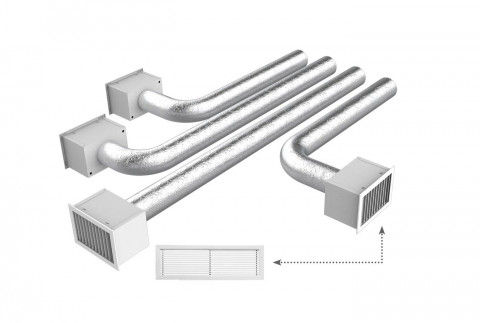  KIT RAPID di completamento per PROAIR PACK 4 zone con attacchi Ø 150 e bocchette ad alette inclinate 15°