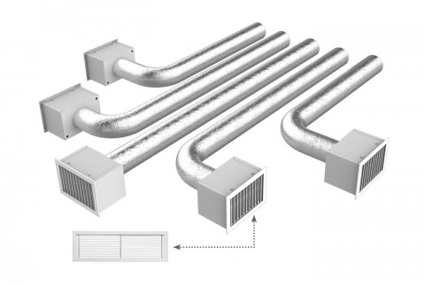  KIT RAPID pour compléter PROAIR PACK 5 zones avec fixations Ø 150 et grilles à ailettes inclinées à 15°