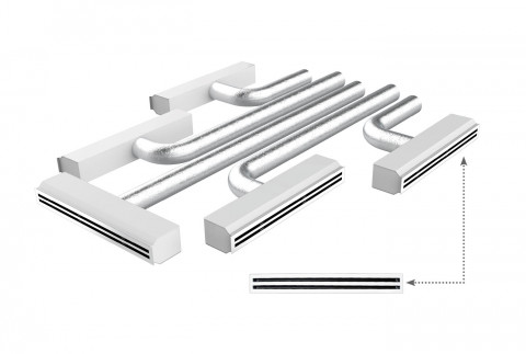  KIT RAPID di completamento per PROAIR PACK 5 zone con attacchi Ø 150 e diffusori lineari L=1000 mm 2 feritoie