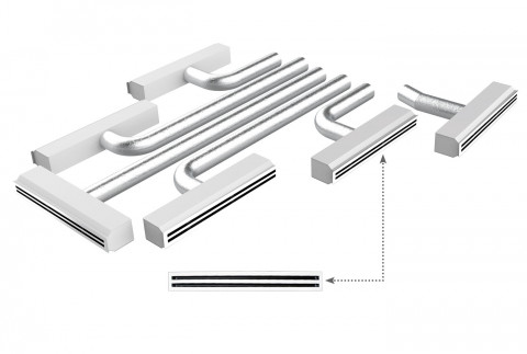  KIT RAPID pour compléter PROAIR PACK 6 zones avec fixations Ø 150 et diffuseurs linéaires L=1000 mm 2 fentes