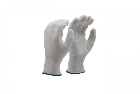  Polyester gloves coated in white polyurethane