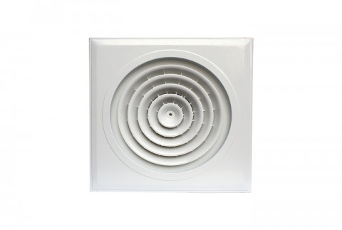  Square diffuser with white ABS plastic circular output with damper back coupler Ø 200