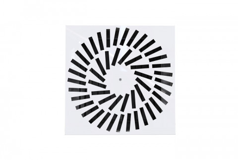DQE quadratischer spiralförmiger Luftdurchlass 16 / 24 / 48 Schlitze aus weiß lackiertem Metall mit einstellbaren Düsen