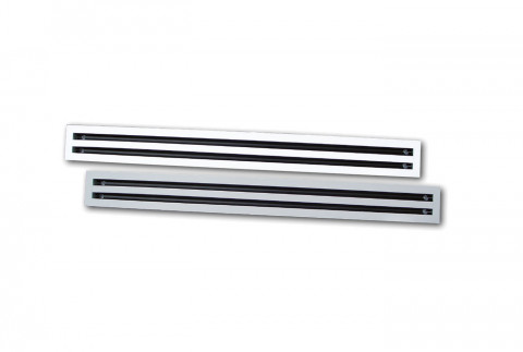  Linear diffuser with 2 slot shutter in anodised aluminium - white painted aluminium RAL 9016