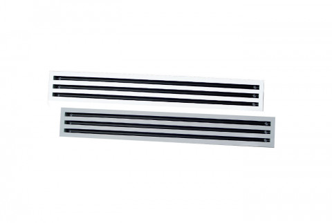  Lineardiffusor mit Klappe mit 3 Schlitzen aus eloxiertem Aluminium - weiß lackiertes Aluminium RAL 9016