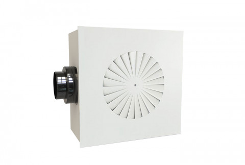 DEAP square helix diffuser 24/ 36 slots in white painted metal complete with damper and lowered plenum