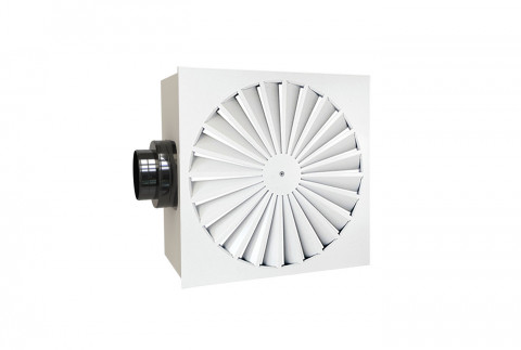 DEB square helix diffuser 24 slots in white painted metal complete with damper and lowered plenum