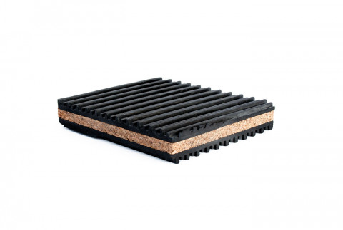  Vulcanised rubber and cork dual knurled multi-purpose vibration-damping mat