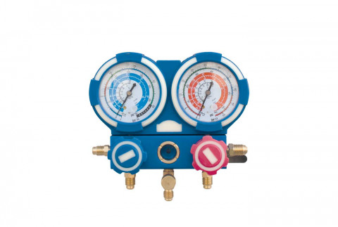  Gruppo manometrico a secco 2 vie con protezione in gomma per gas R32 - R410A - R134 - TR422ABCD (R22)