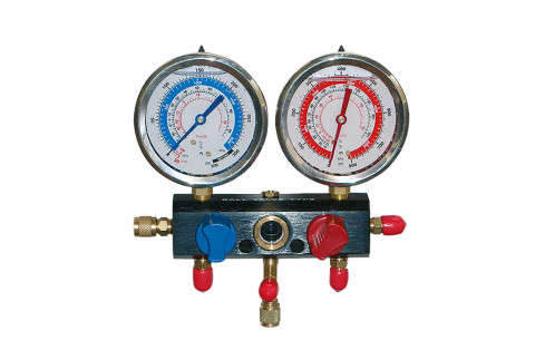  2-way pressure gauge unit with ball valves and gauge in glycerine bath for GAS R407 - R410A TR422ABCD (R22)