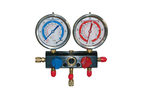  2-Wege-Manometereinheit mit Kugelhähnen und Manometer im Glycerinbad für GAS R407 - R410A TR422ABCD (R22)