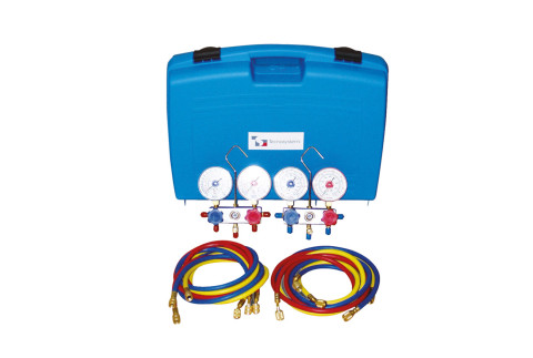  2-Wege-Manometer-Bausatz für Gas R410A - R407C - TR422ABCD (R22), in einem Gehäuse geliefert